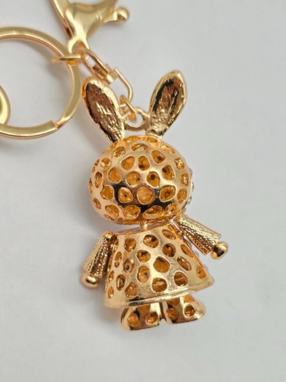 Authentic Louis Vuitton Gold Lock 🔒 Unbranded Rhinestone Bunny Rabbit Keychain - Picture 6 of 9